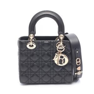 Dior Lady Cannage Handbag Black Leather